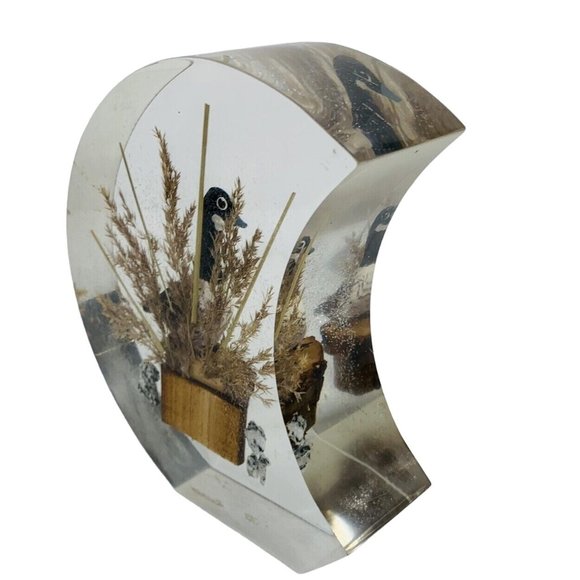Rico Crescent Moon Lucite Duck Paperweight Figurine Wildlife Outdoor Cabin Gift - Picture 6 of 13